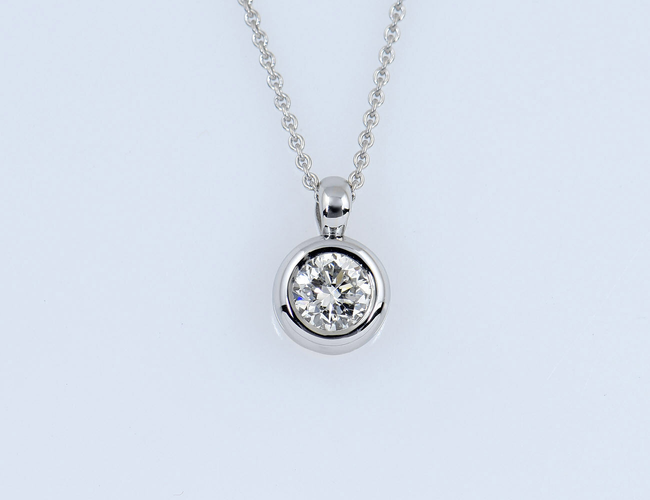 Diamant Solitär Anhänger mit Kette 585/000 14 K Weißgold 1 Brillant 0,16 ct