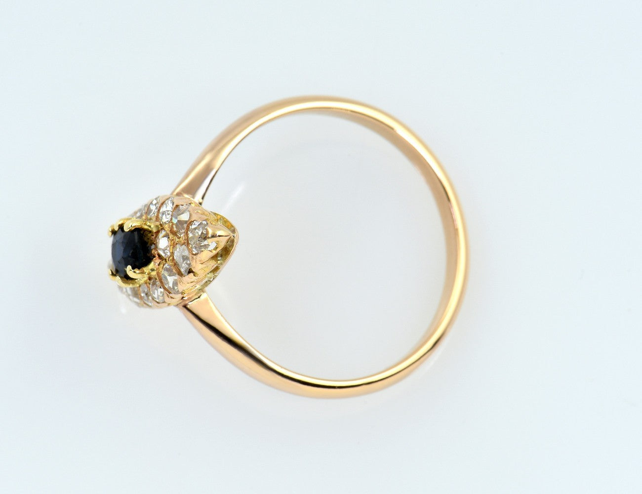 Saphir Diamant Ring 585/000 14 K Gelbgold 16 Diamanten zus. 0,50 ct