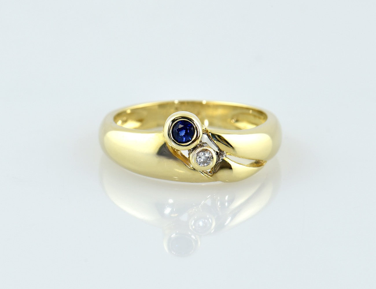 Saphir Diamant Ring 585/000 14 K Gelbgold 1 Diamant 0,015 ct