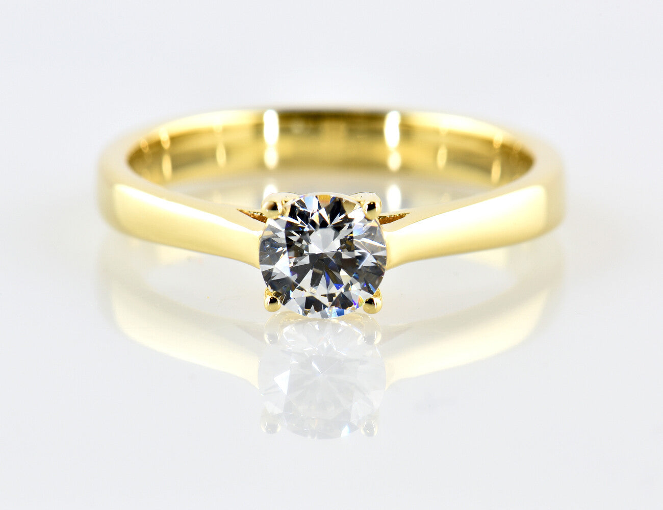 Solitär Swarovski Ring 585/000 14 K Gelbgold 0,70 ct Swarovski