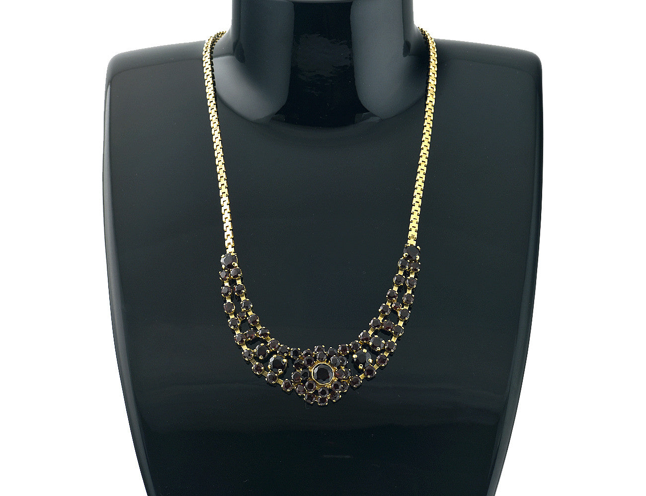 Kette Granat 333/000 8 K Gelbgold Collier, 40 cm lang