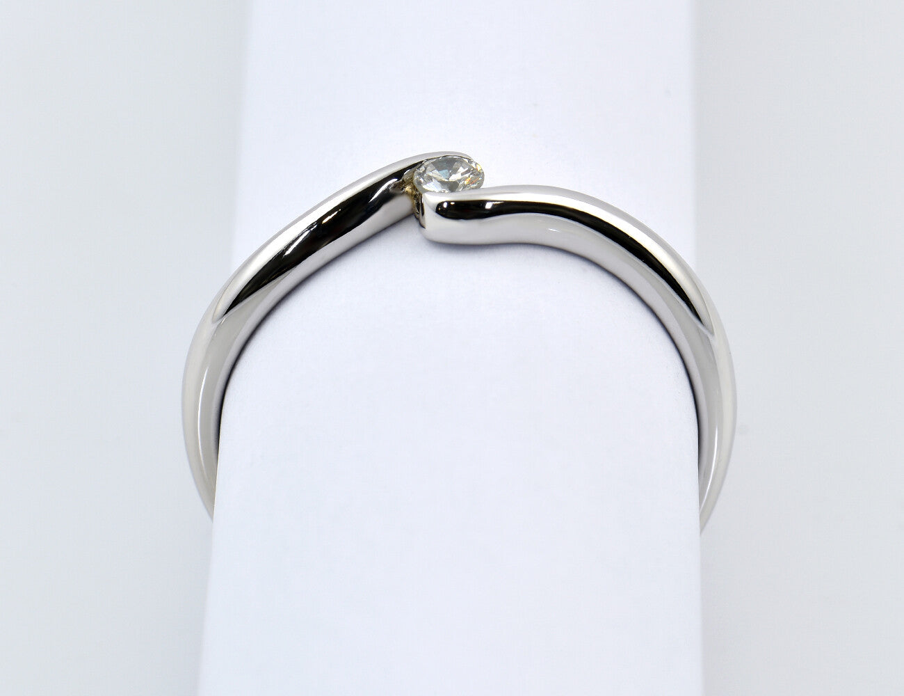 Solitär Diamant Ring 585/000 14 K Weißgold Brillant 0,08 ct