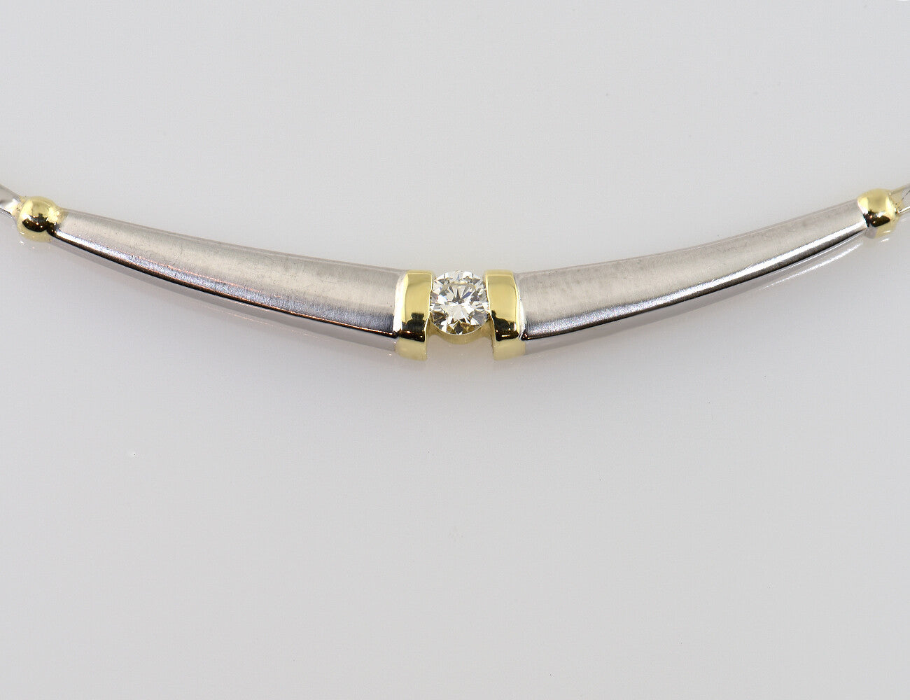 Kette 585/000 14 K Weißgold Collier 1 Diamant 0,14 ct, 43 cm lang