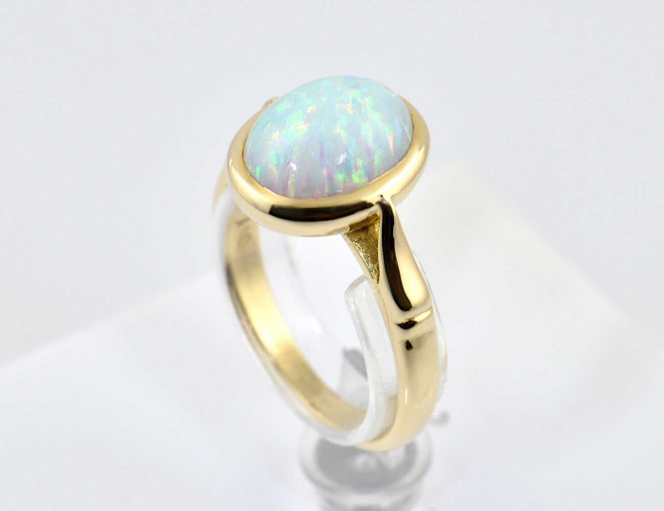 Ring Opal Synthese 585/000 14 K Gelbgold
