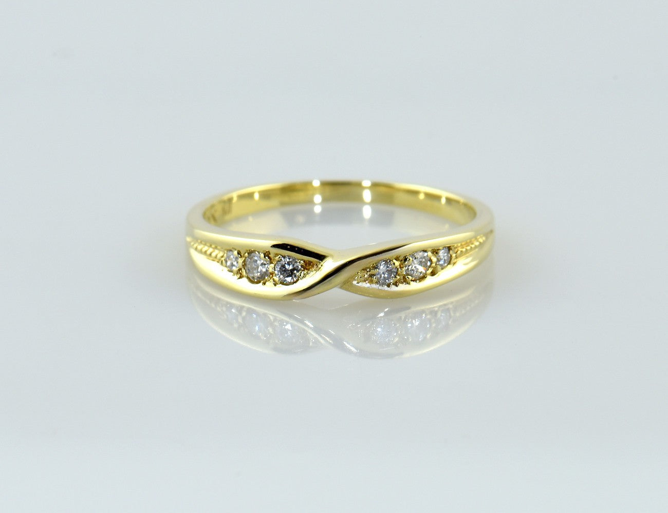 Diamant Ring 585/000 14 K Gelbgold 6 Brillanten zus. 0,10 ct