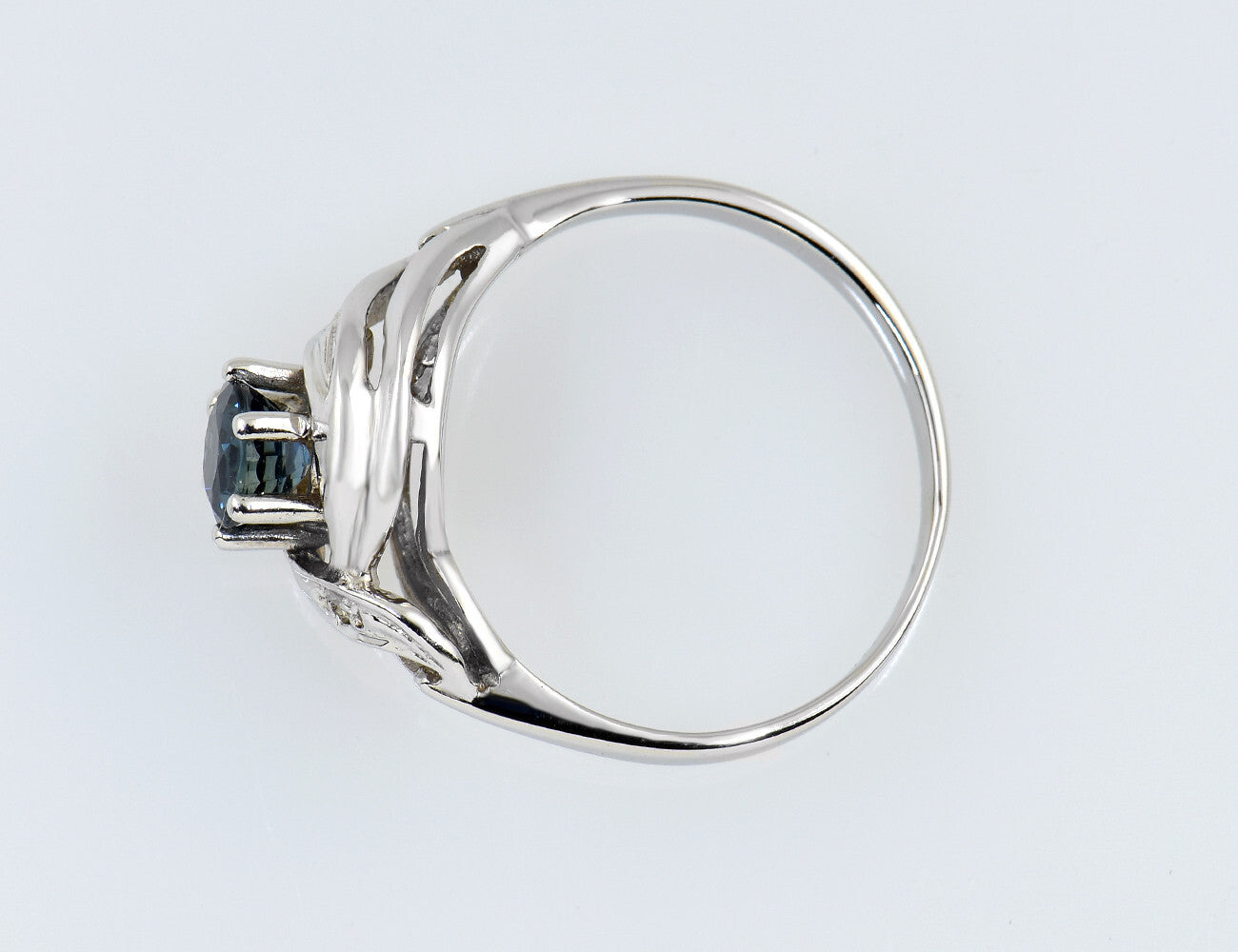 Saphir Diamant Ring 585/000 14 K Weißgold 2 Diamanten zus. 0,03 ct
