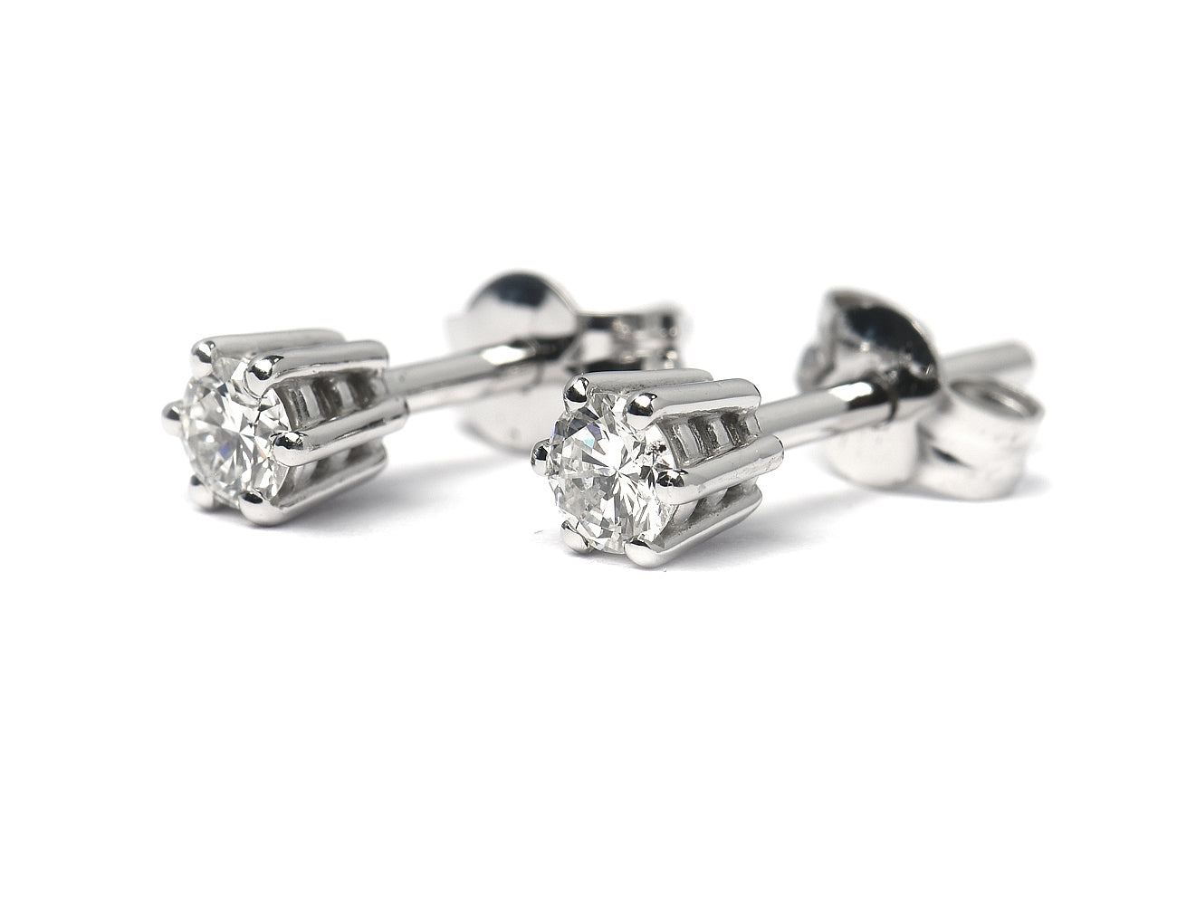 Solitär Brillant Ohrstecker Ohrringe 585 14K Weißgold, 2 Diamanten zus. 0,342 ct