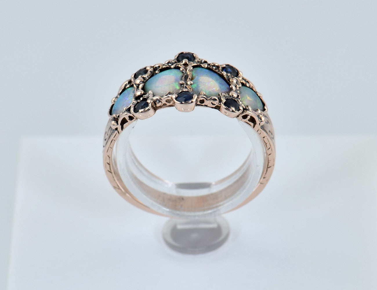Ring Opal Saphir 375/000 9 K Rotgold