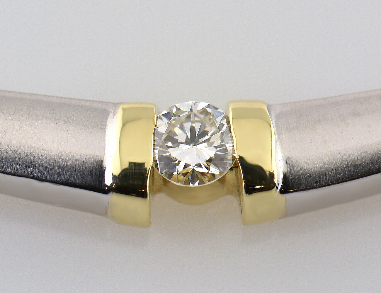 Kette 585/000 14 K Weißgold Collier 1 Diamant 0,14 ct, 43 cm lang