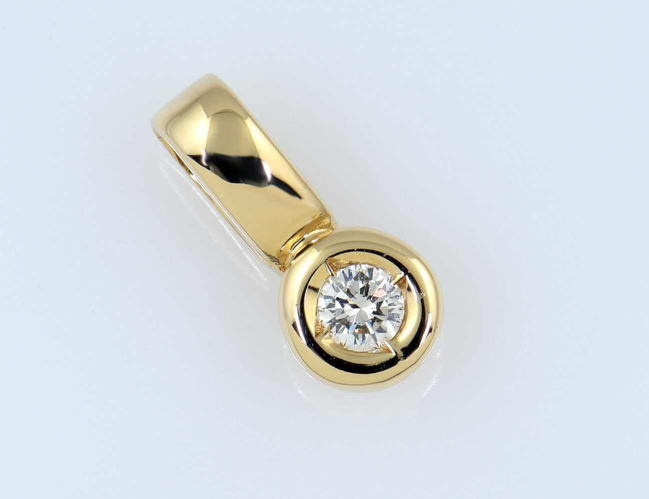 Solitär Anhänger Diamant 585/000 14 K Gelbgold Brillant 0,10 ct