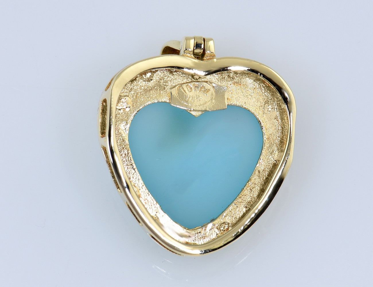 Anhänger Blauer Pastell Quarz 585/000 14 K Gelbgold Zirkonia