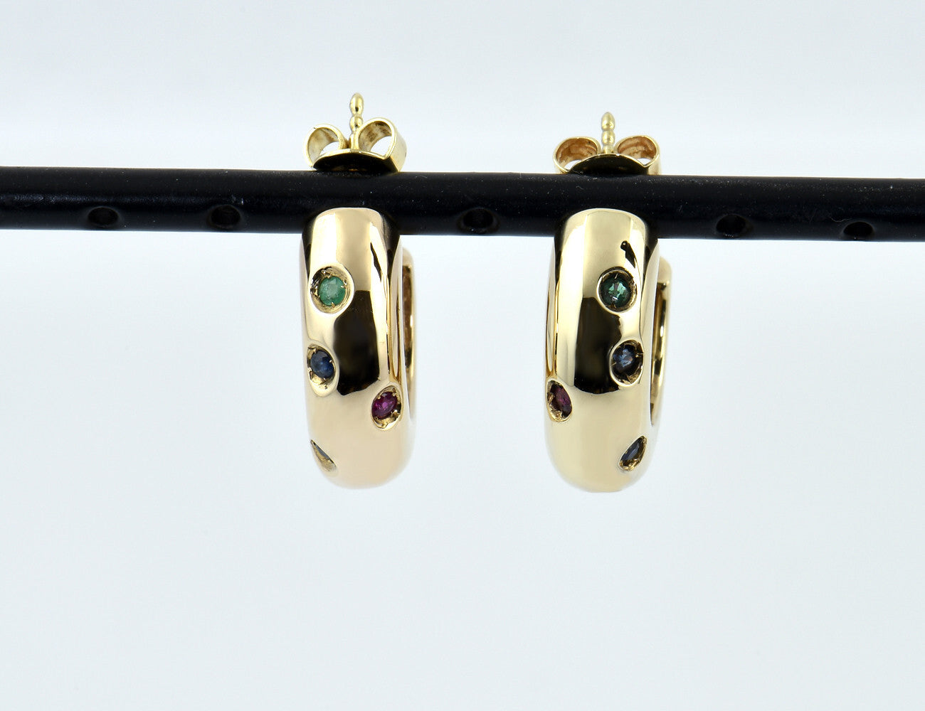 Creolen Saphir Rubin Smaragd 333/000 8 K Gelbgold Ohrring