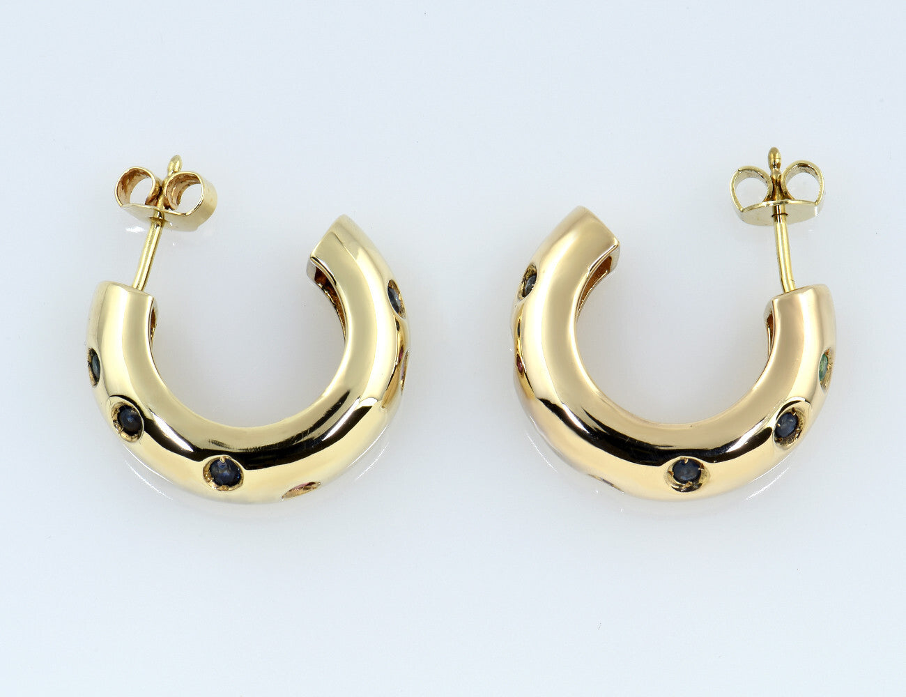 Creolen Saphir Rubin Smaragd 333/000 8 K Gelbgold Ohrring