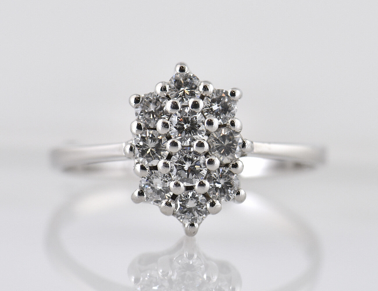 Diamant Ring 585/000 14 K Weißgold 10 Brillanten zus. 0,49 ct