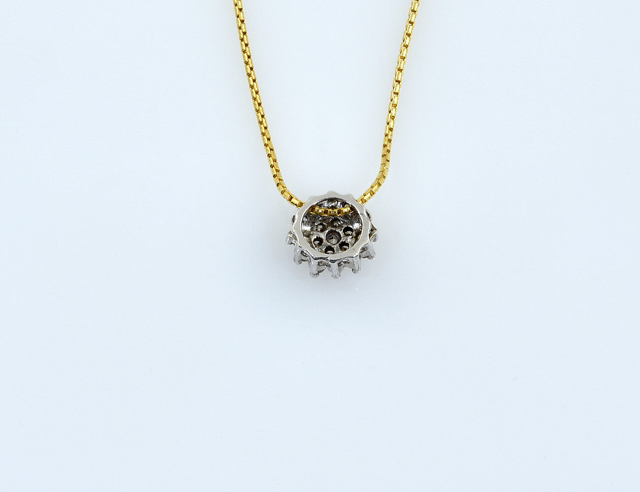 Diamant Anhänger mit Kette 585/000 14 K Gelbgold, 18 Brillanten zus.  0,20 ct