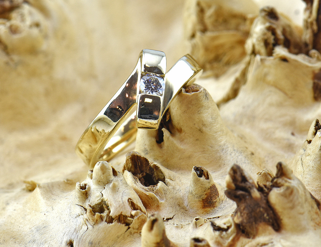 Diamant Ring 585 14 K Gelbgold Brillant 0,15 ct