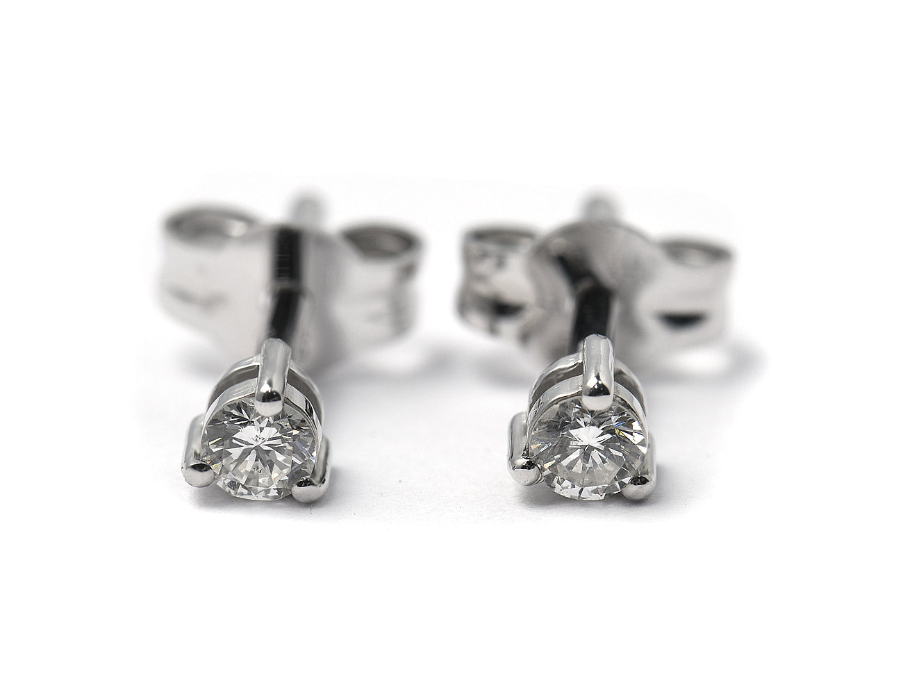 Solitär Brillant Ohrstecker Ohrringe 585 14 K Weißgold, 2 Diamanten zus. 0,16 ct