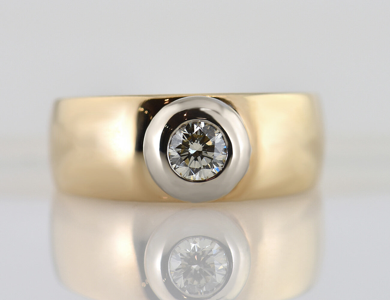 Diamond solitaire ring 585/000 14 K yellow gold brilliant 0.40 ct