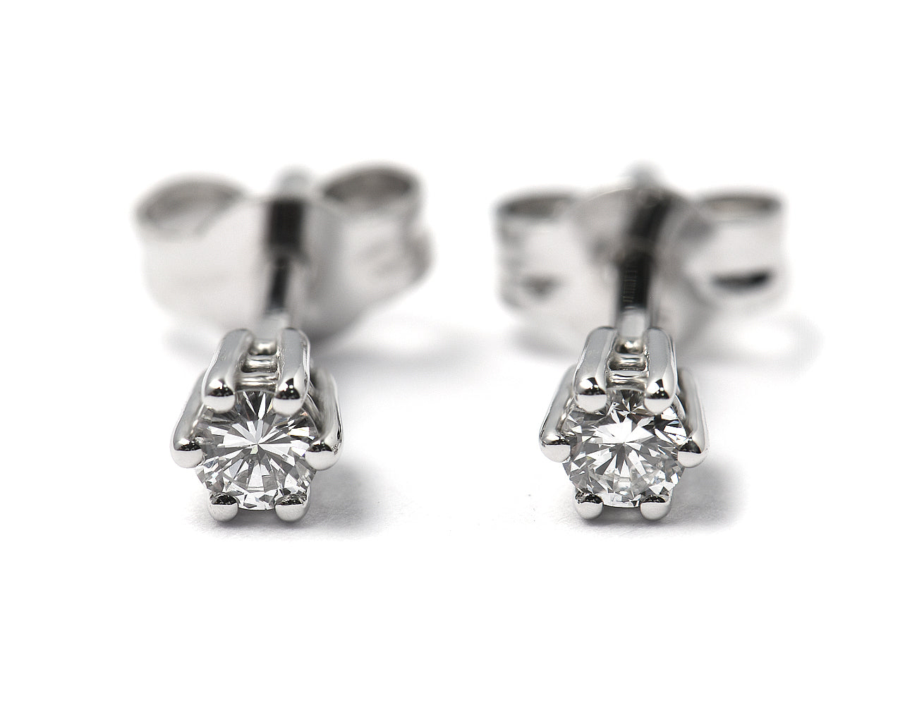Solitär Brillant Ohrstecker Ohrringe 585 14 K Weißgold, 2 Diamanten zus. 0,17 ct