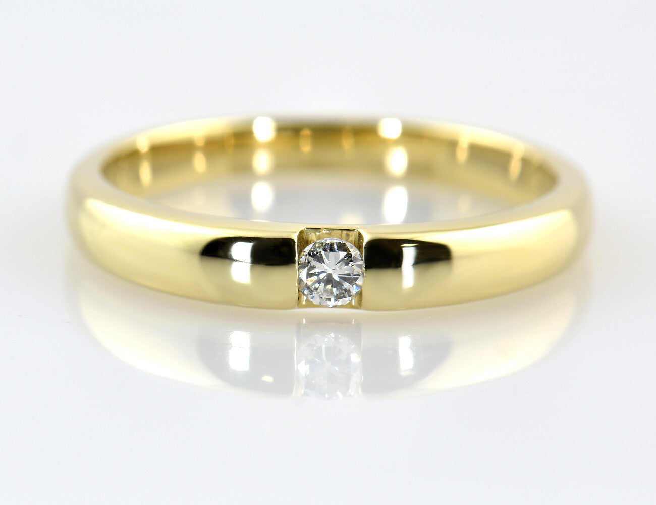Solitär Diamant Ring 585/000 14 K Gelbgold Brillant 0,06 ct