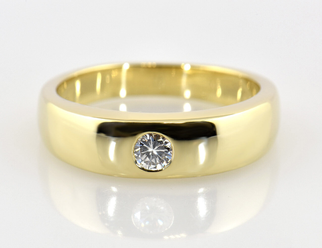 Diamant Solitär Ring 585/000 14 K Gelbgold Brillant 0,14 ct