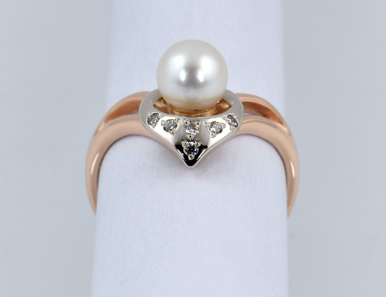 Ring Perle 585/000 14 K Rotgold Zirkonia