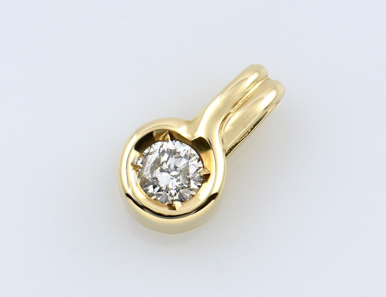 Solitär Anhänger Diamant 585/000 14 K Gelbgold Brillant 0,17 ct