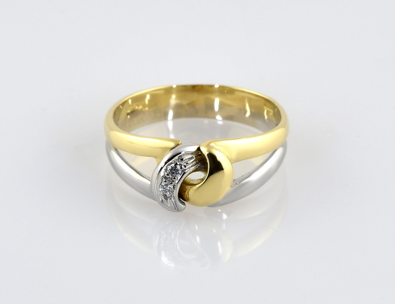 Diamant Ring 750/000 18 K Gelb-/ Weißgold 2 Brillanten zus. 0,02 ct