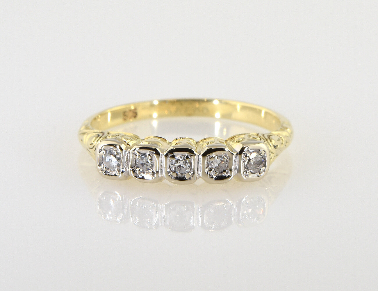 Diamant Ring 585 14 K Gelbgold 4 Diamanten zus. 0,10 ct