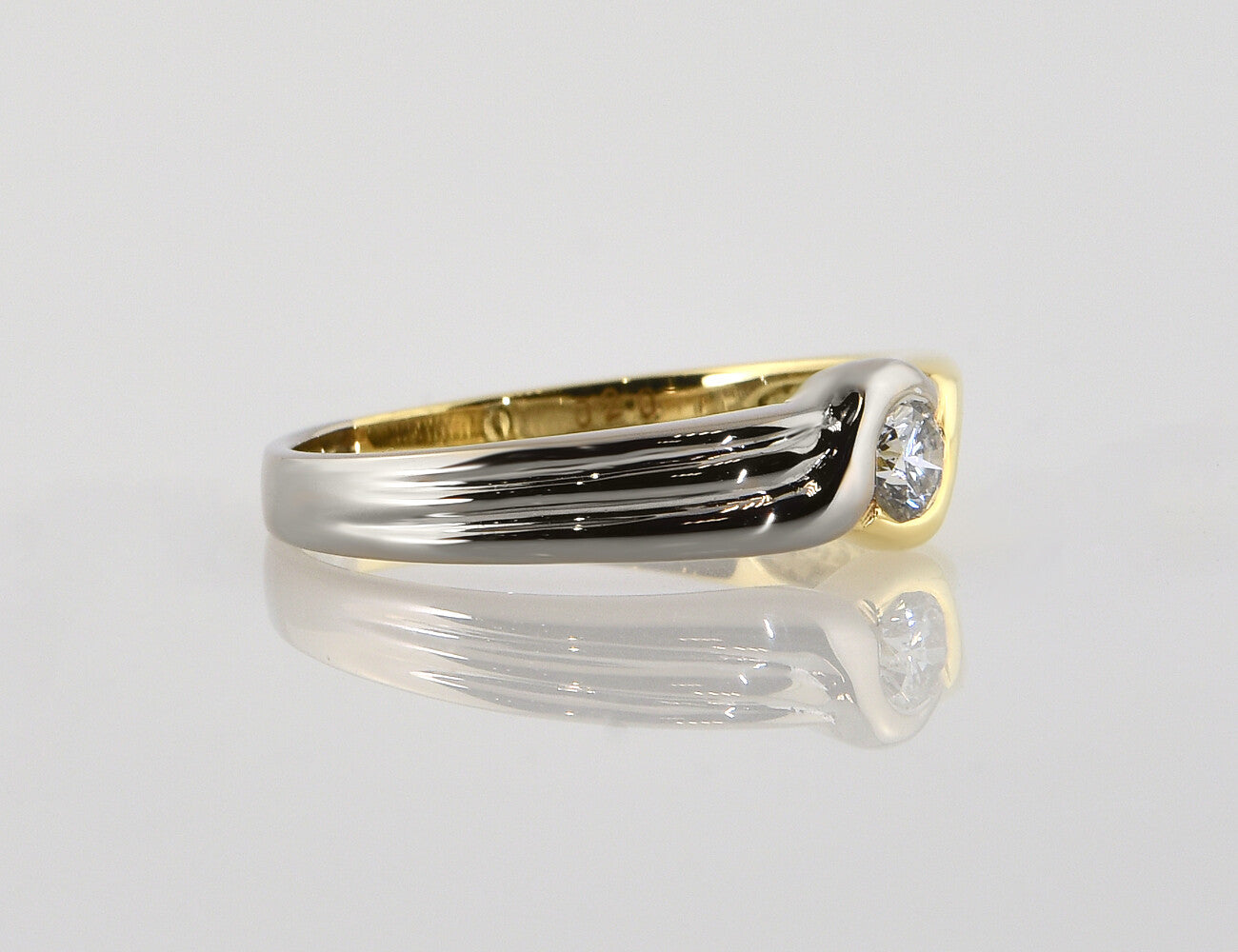Diamant Solitär Ring 585/000 14 K Gelb-Weißgold Brillant 0,20 ct