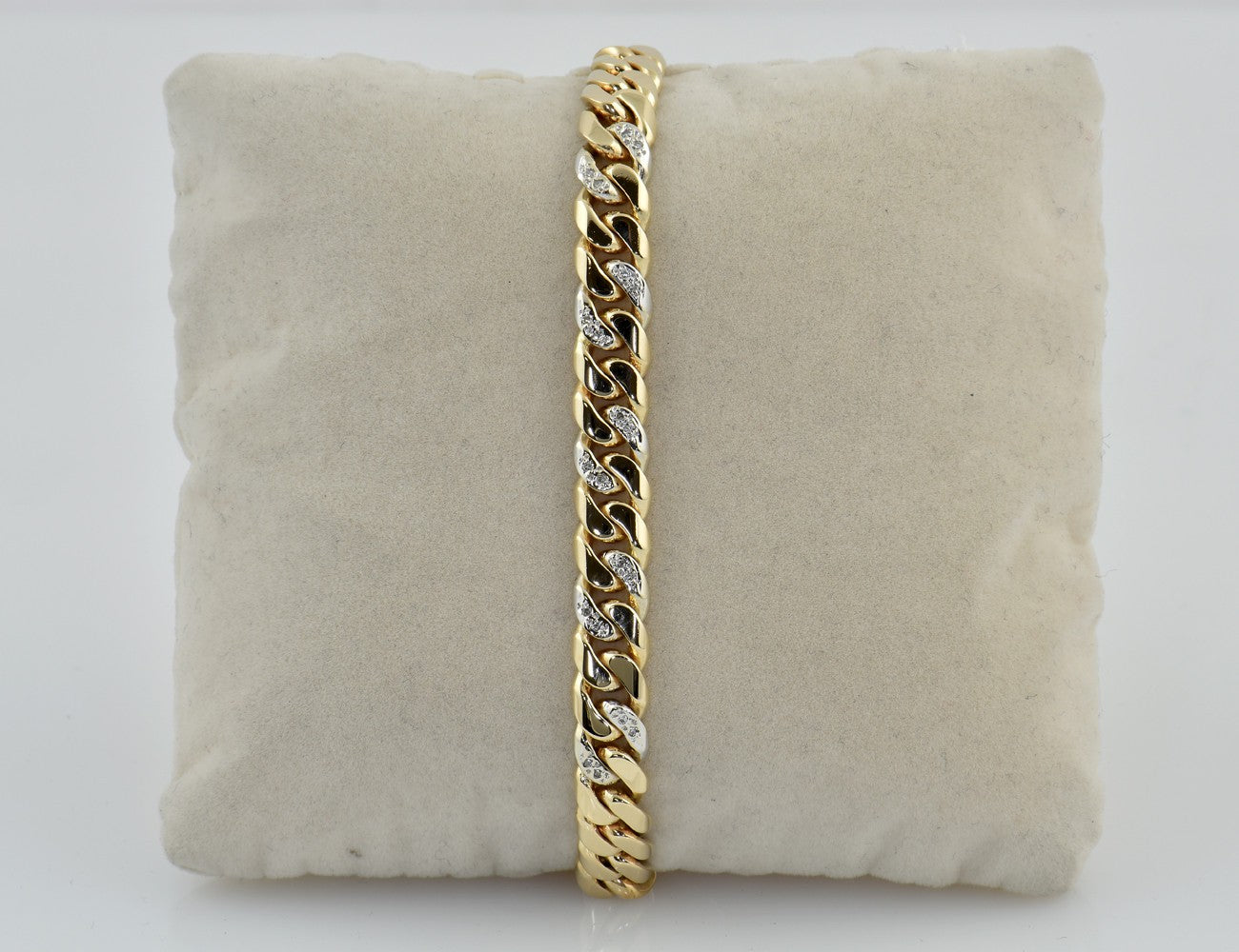 Flachpanzer Armband 585/000 14 K Gelbgold 20 Diamanten zus. 0,10 ct 19 cm