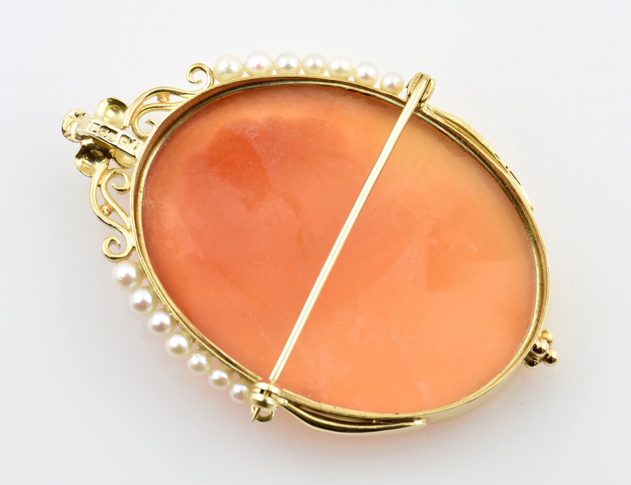 Brosche - Anhänger Muschelgemme 585/000 14 K Gelbgold