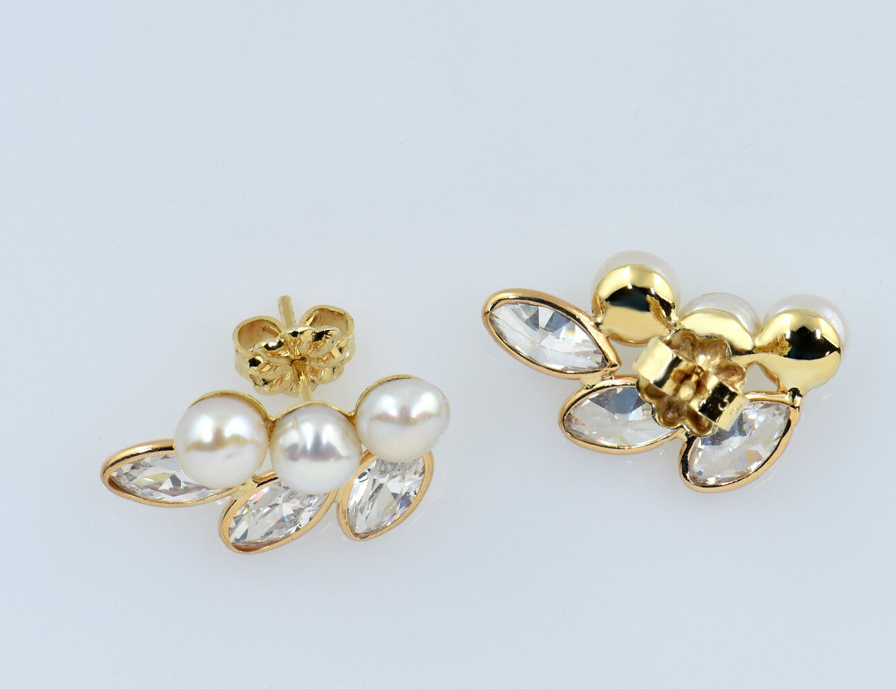 Ohrringe Zuchtperle 585/000 14 K Gelbgold Perlohrstecker Zirkonia