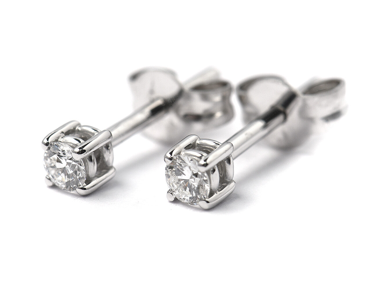 Solitär Brillant Ohrstecker Ohrringe 585 14K Weißgold, 2 Diamanten zus. 0,175 ct
