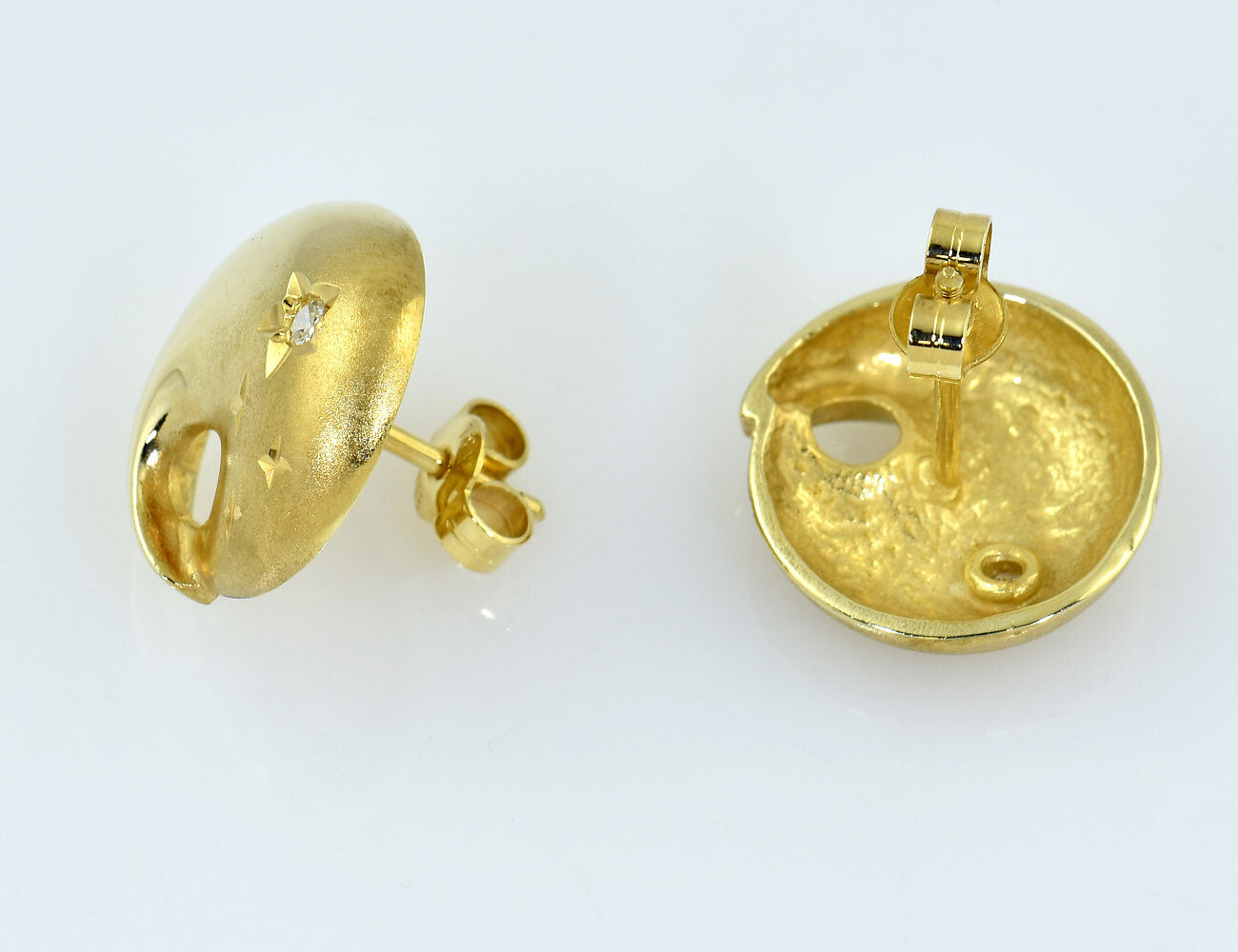 Ohrstecker 585/000 14 K Gelbgold, 2 Diamanten zus. 0,02 ct