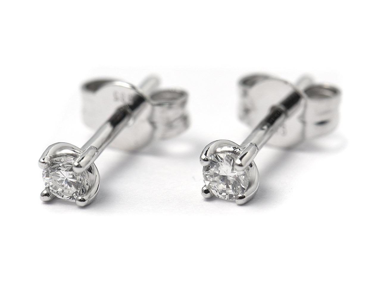 Solitär Brillant Ohrstecker Ohrringe 585 14 K Weißgold, Diamant total 0,16 ct