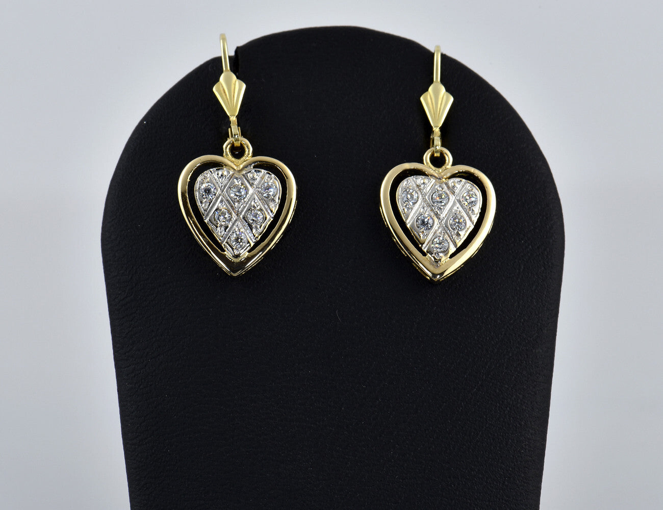 Ohrringe Herz Ohrhänger 585/000 14 K Gelbgold, Zirkonia