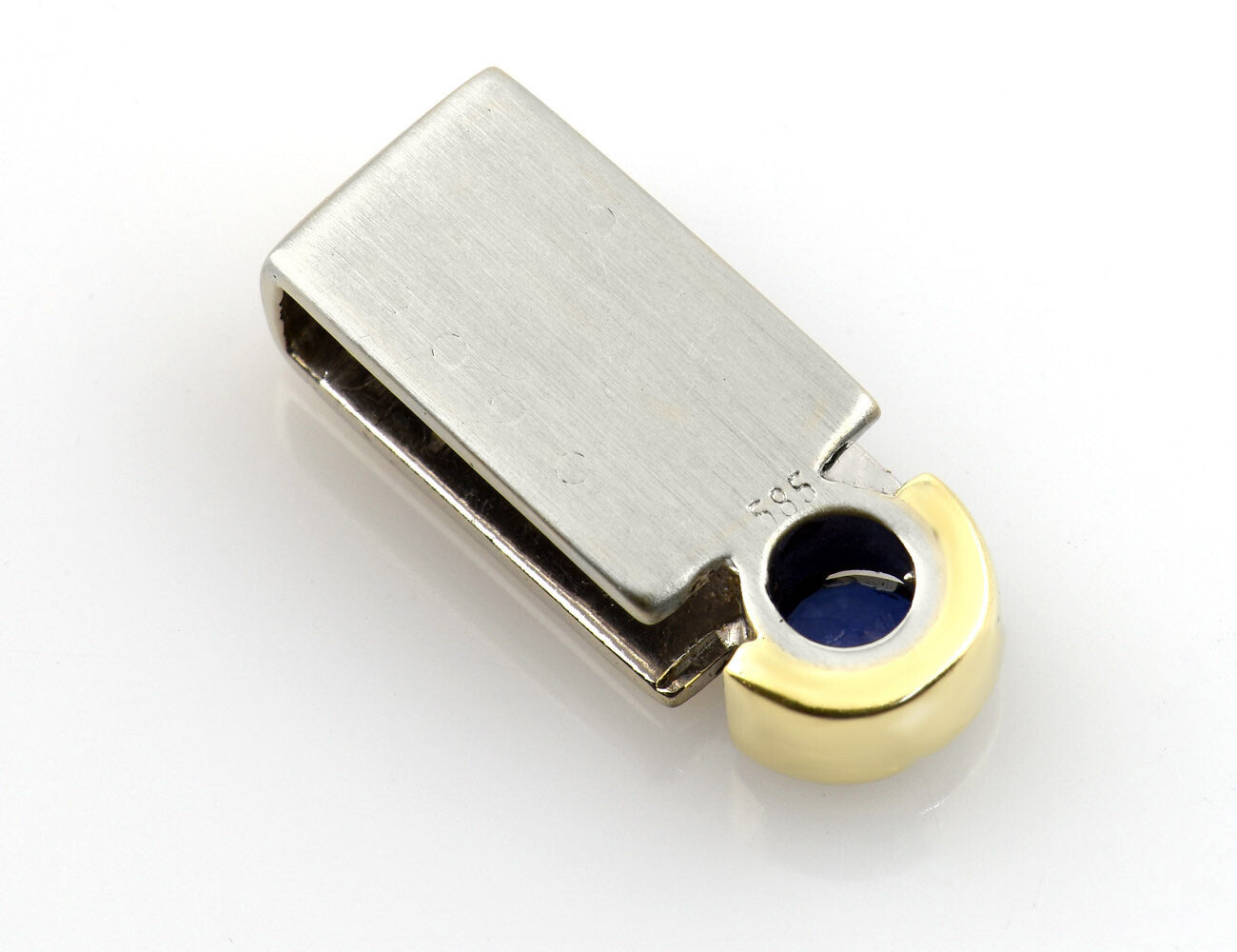 Anhänger Saphir 585/000 14 K Gelb-Weißgold  10 Brillanten zus. 0,15 ct