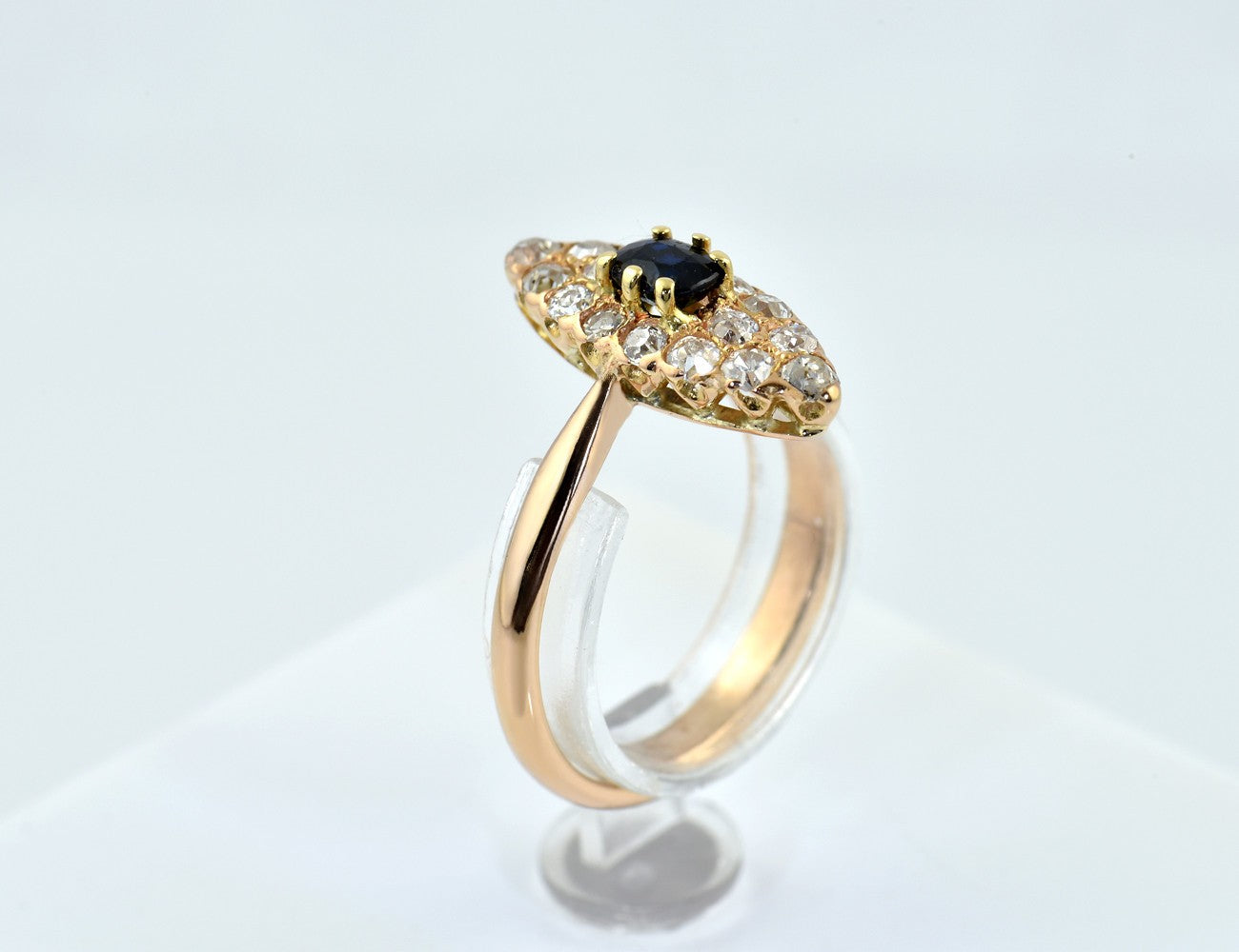 Saphir Diamant Ring 585/000 14 K Gelbgold 16 Diamanten zus. 0,50 ct