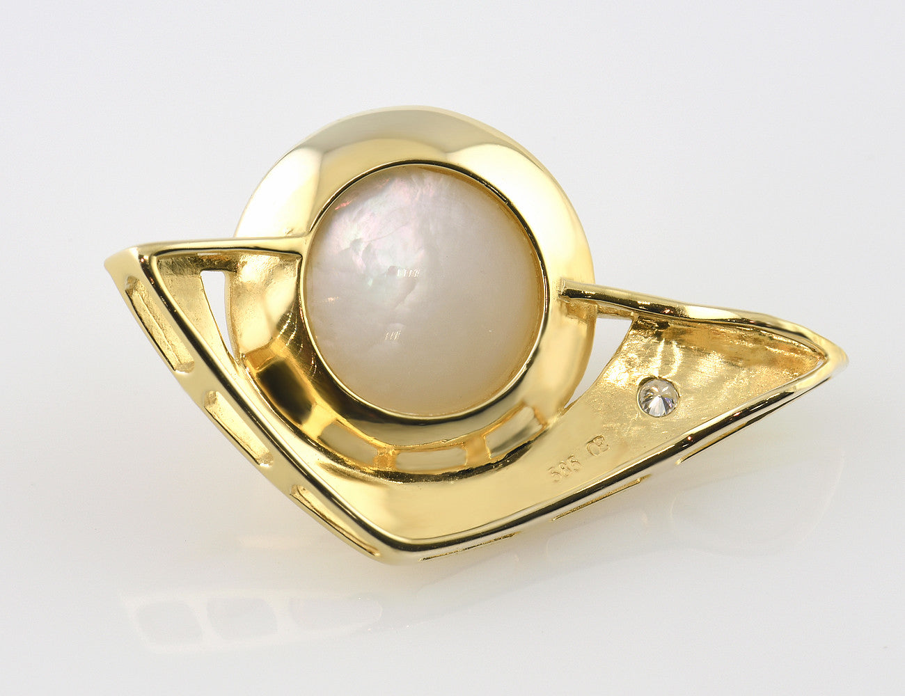 Anhänger Mabe´perle 585 14 K Gelbgold Brillant 0,04 ct