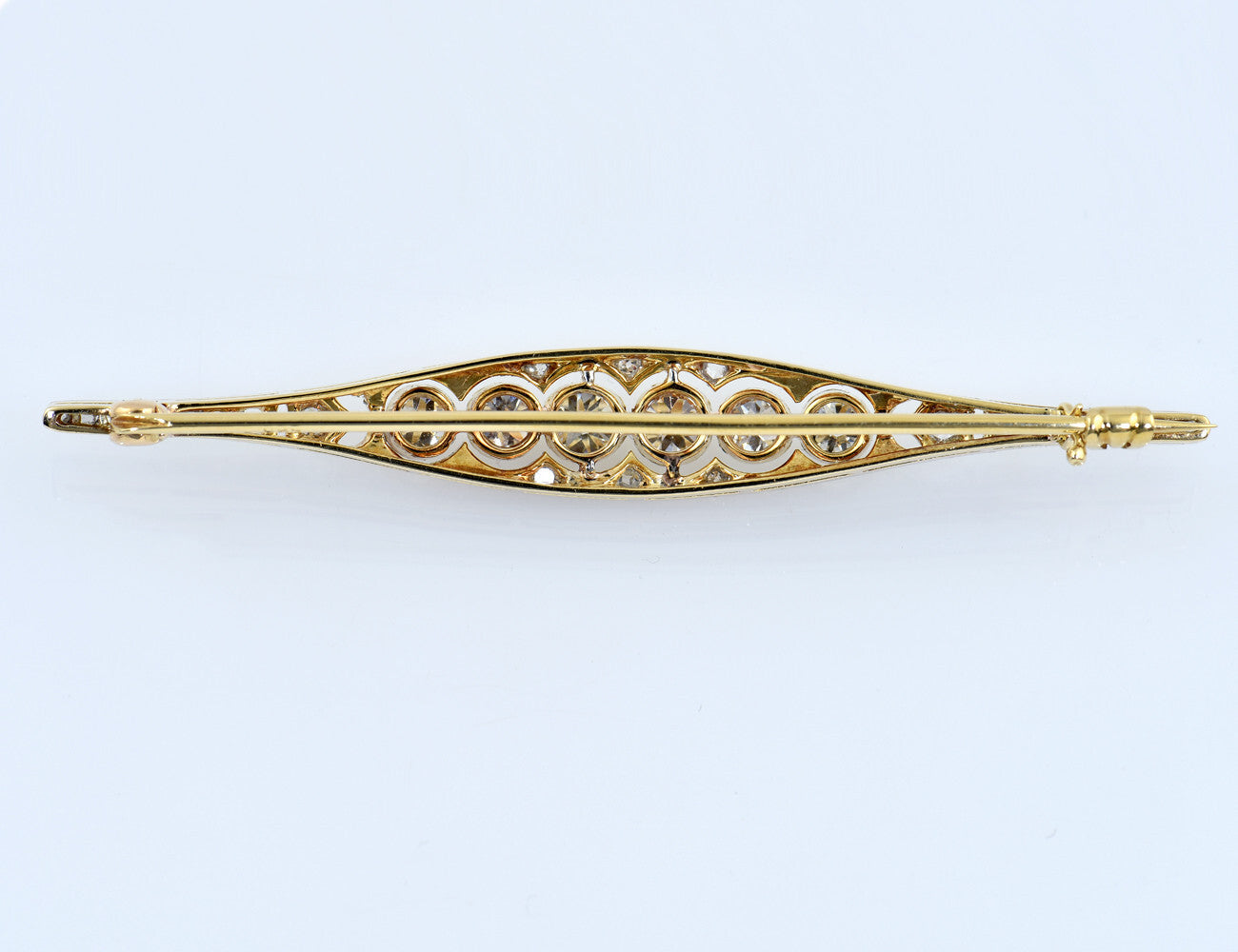 Antike Brosche 585/000 14 K Gelbgold 30 Diamanten zus. 1,40 ct