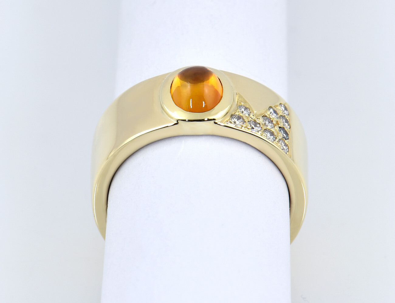 Diamant Ring und gelber Saphir 585/000 14 K Gelbgold 10 Brillanten zus. 0,15 ct