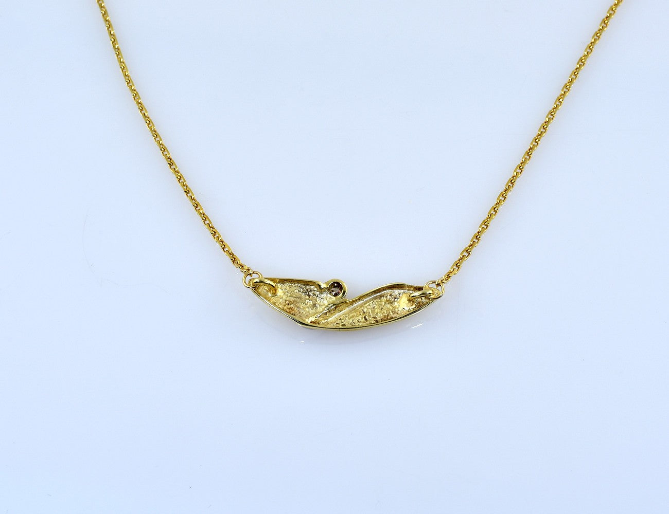 Kette 585/000 14 K Gelbgold Collier 1 Brillant 0,02 ct, 42 cm lang