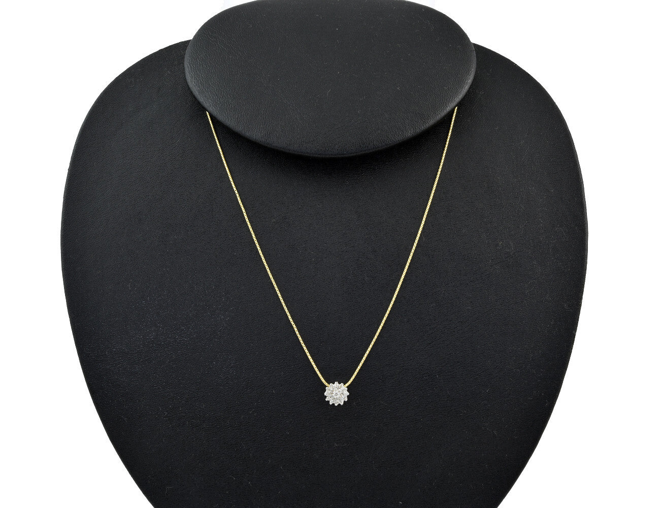 Diamant Anhänger mit Kette 585/000 14 K Gelbgold, 18 Brillanten zus.  0,20 ct