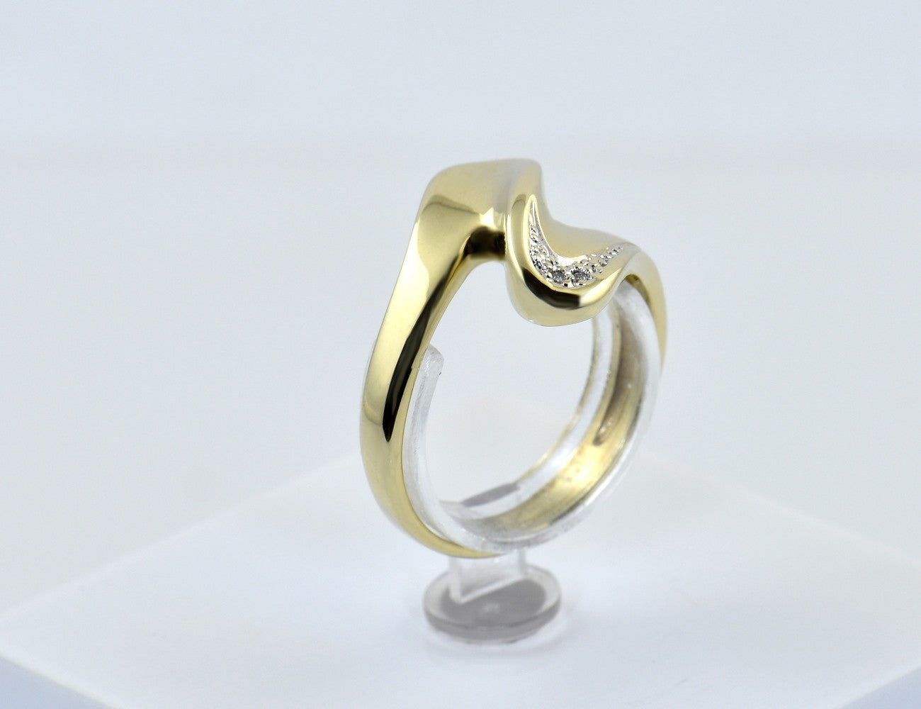 Diamant Ring 585/000 14 K Gelbgold 2 Diamant 0,01 ct