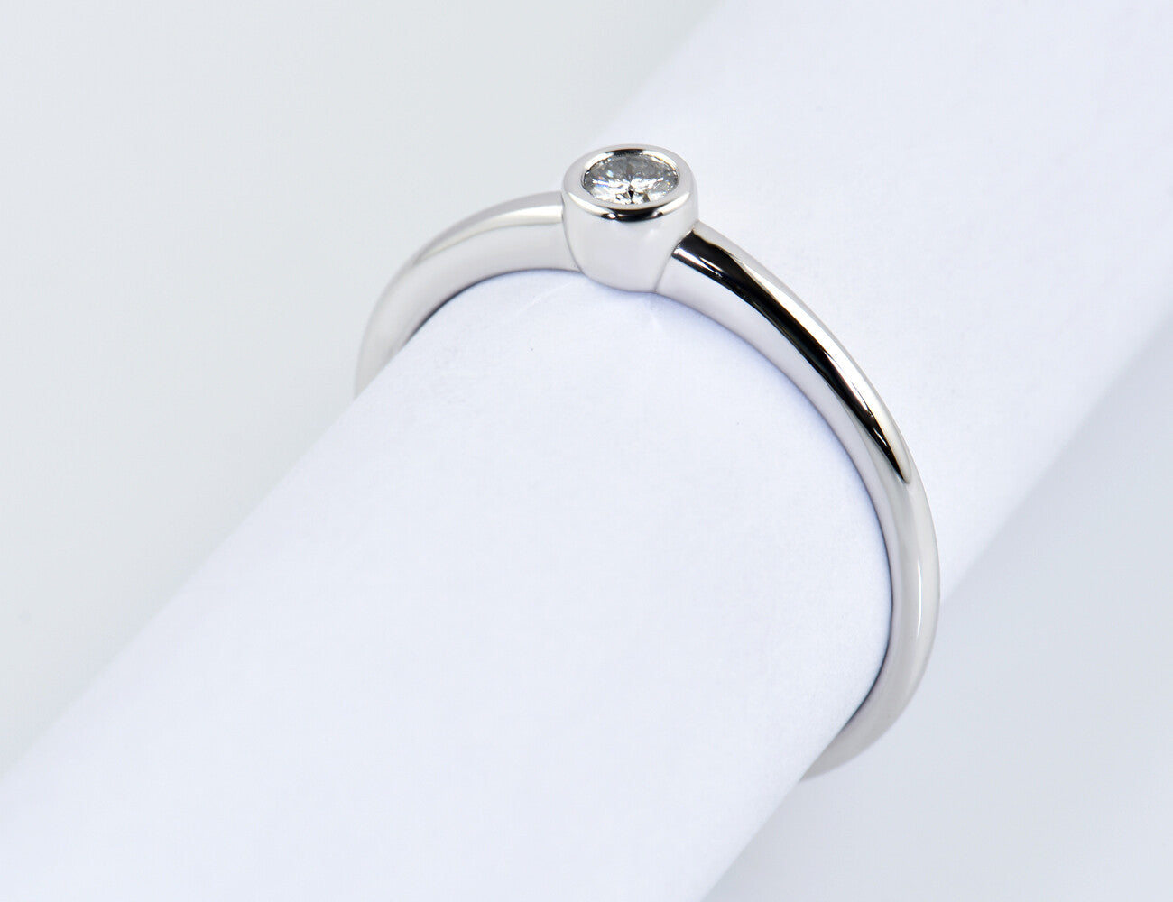 Solitär Diamant Ring 585/000 14 K Weißgold Brillant 0,09 ct