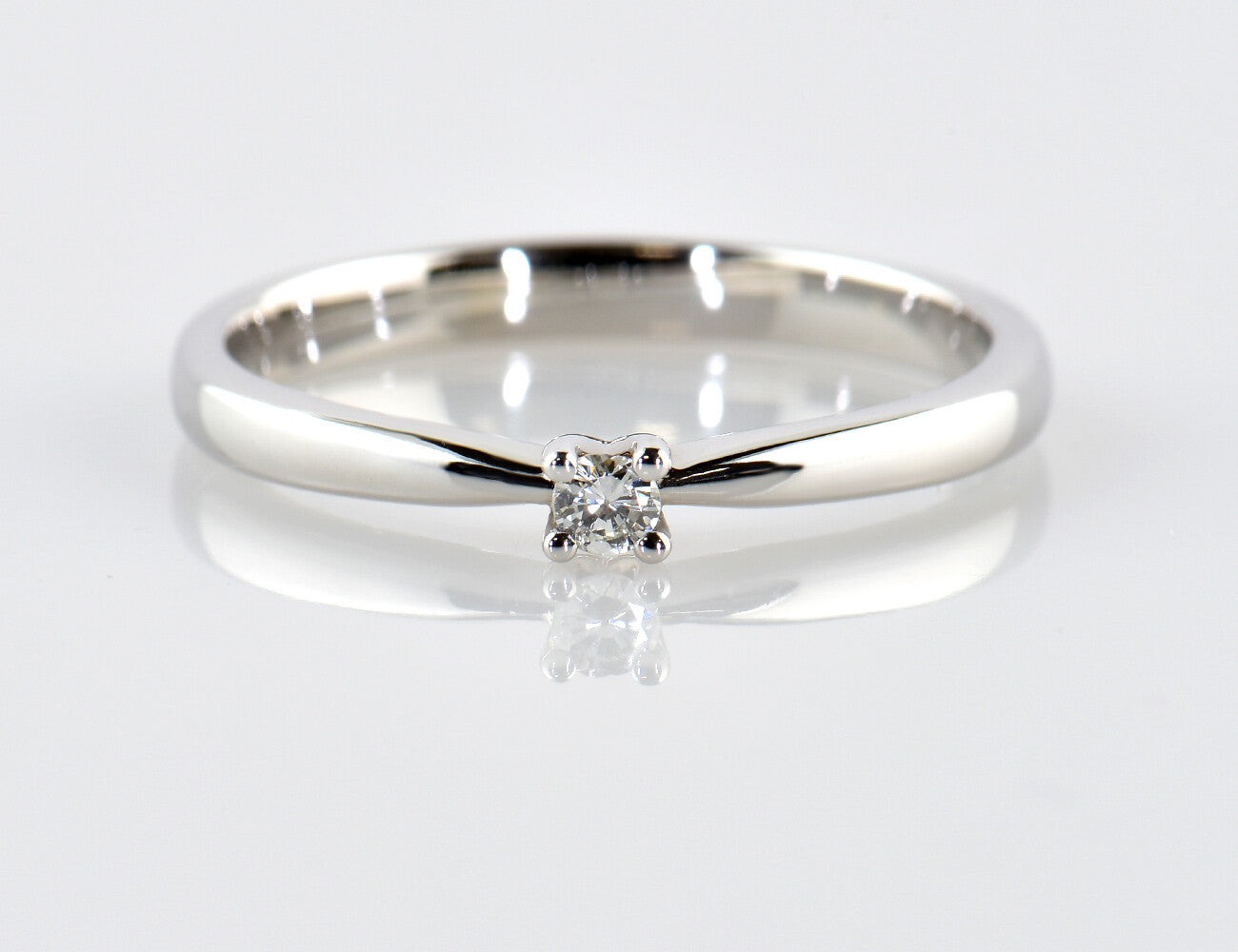 Solitär Diamant Ring 585/000 14 K Weißgold Brillant 0,05 ct