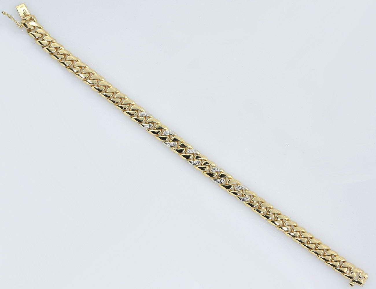 Flachpanzer Armband 585/000 14 K Gelbgold 20 Diamanten zus. 0,10 ct 19 cm