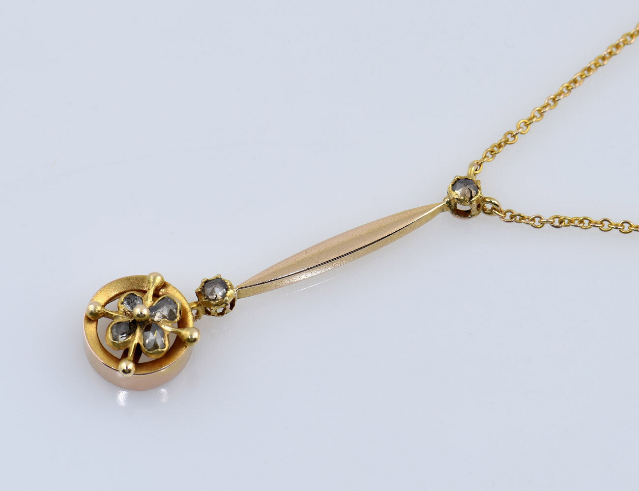Kette 585/000 14 K Gelbgold Collier 6 Diamanten zus. 0,10 ct, 45 cm lang