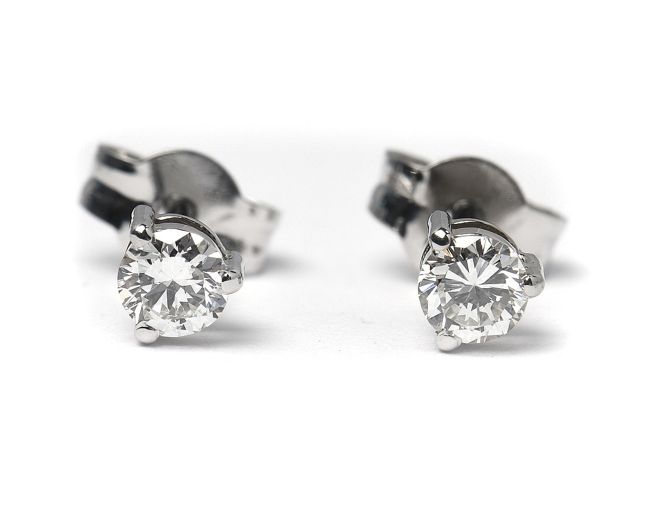Solitär Brillant Ohrstecker Ohrringe 585 14K Weißgold, 2 Diamanten zus. 0,347 ct